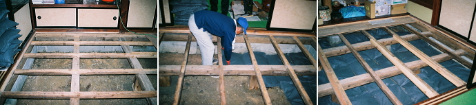 床下調湿用竹炭の施工例